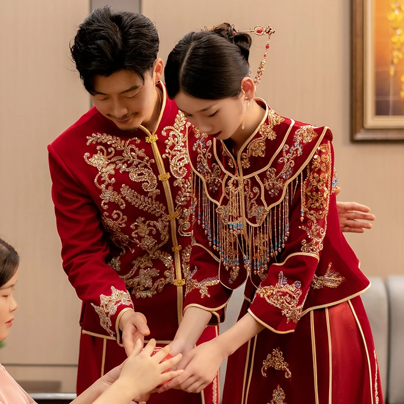 秀禾服2023新款结婚中式新娘服新式秀禾婚服龙凤褂嫁衣秀和服