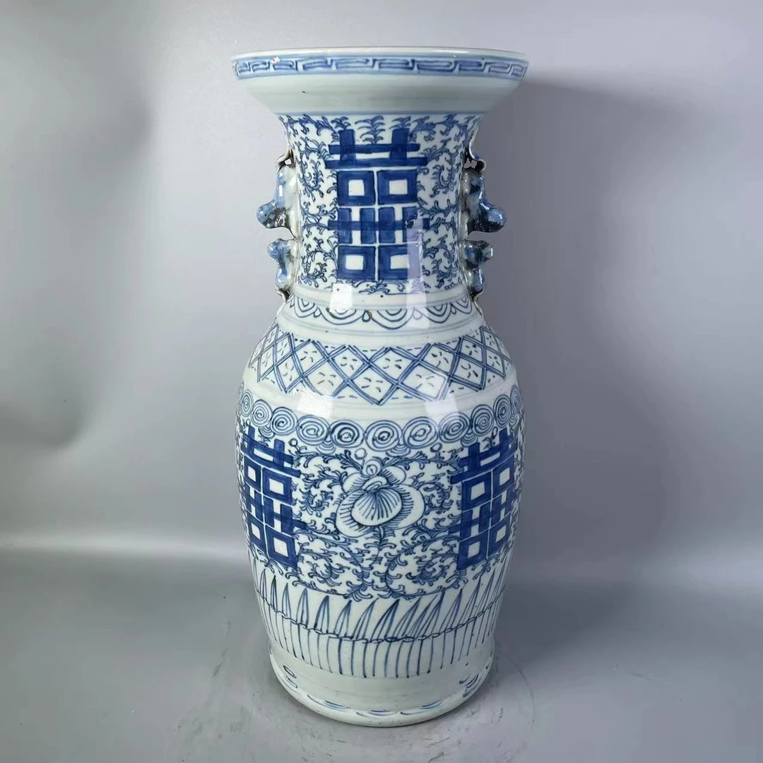 SCTY202414083清中期青花喜字瓶/聚古轩文物总店