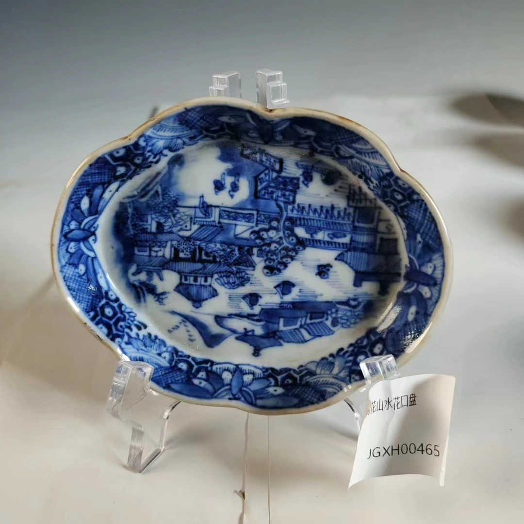 乾隆青花山水花口盘 JGXH00465