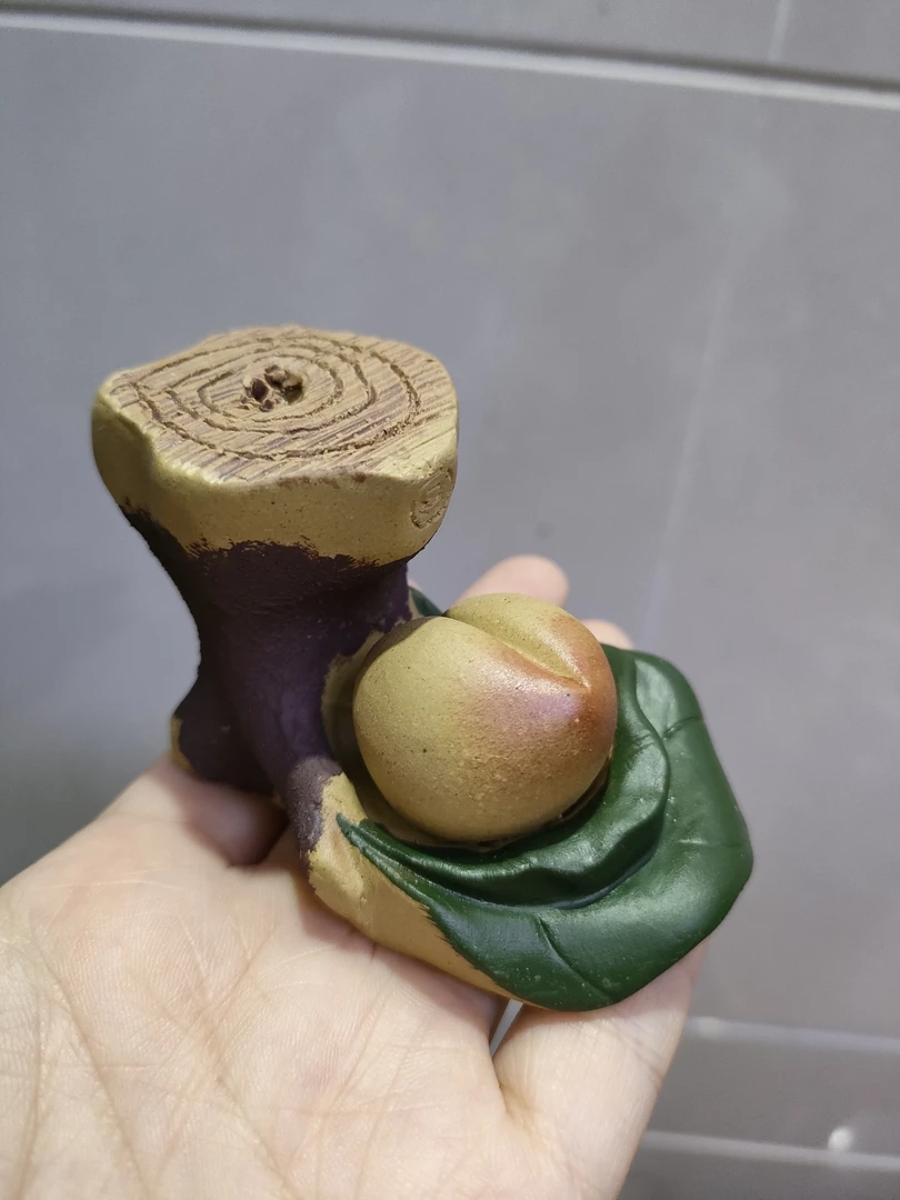 宜兴紫砂寿桃盖置