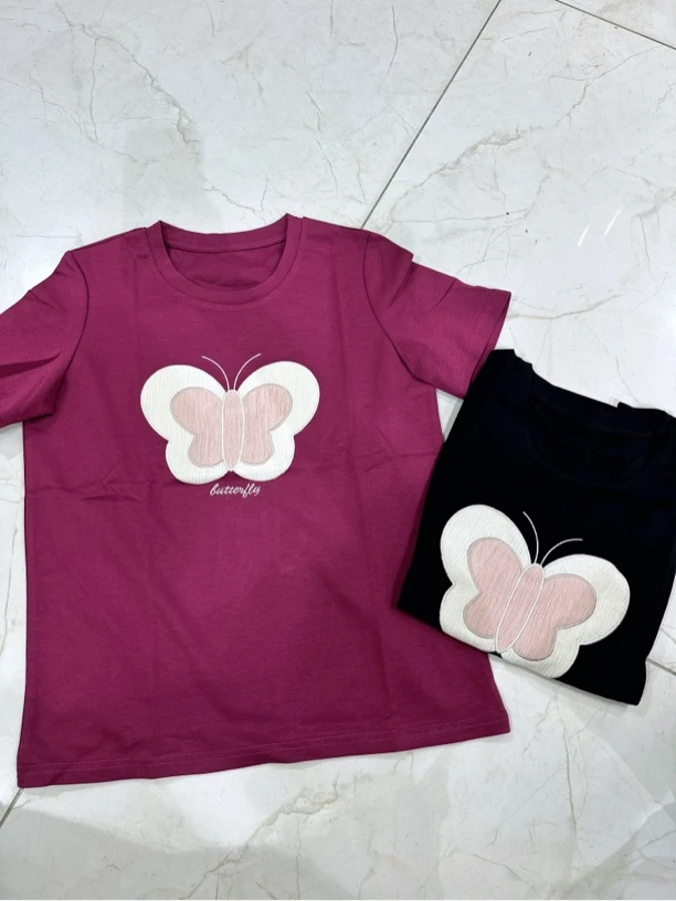 尚家（4126）【NO退NO换】时尚百搭刺绣蝴蝶T恤