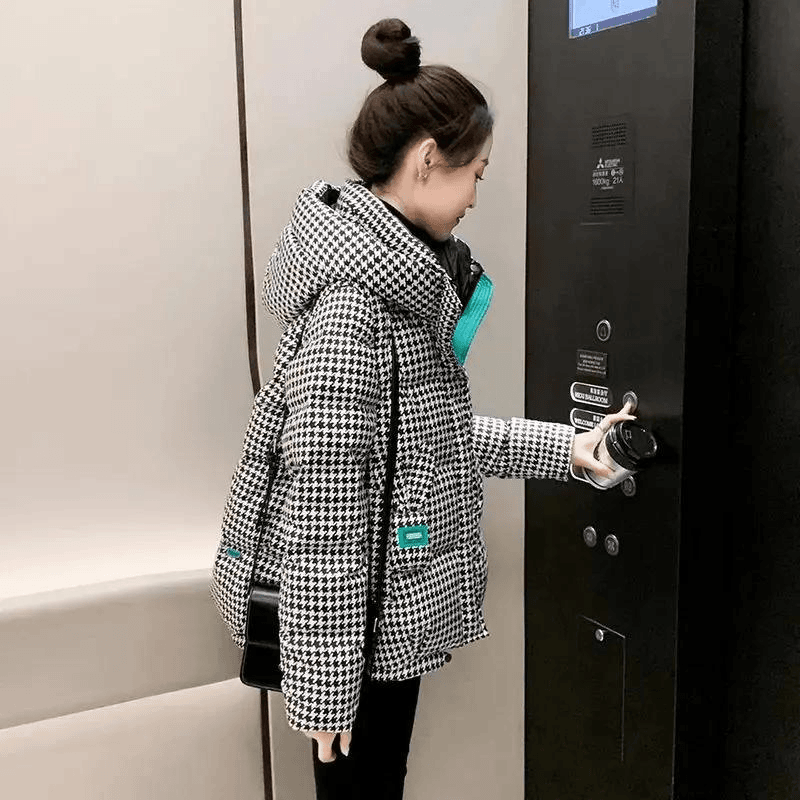 波司断码羽绒服千鸟格短款羽绒羽绒冬季女装2023年新款时尚防寒棉