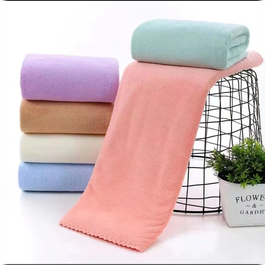 珊瑚绒毛巾毛巾家用柔软吸水成人增高端洗发水颜色随机