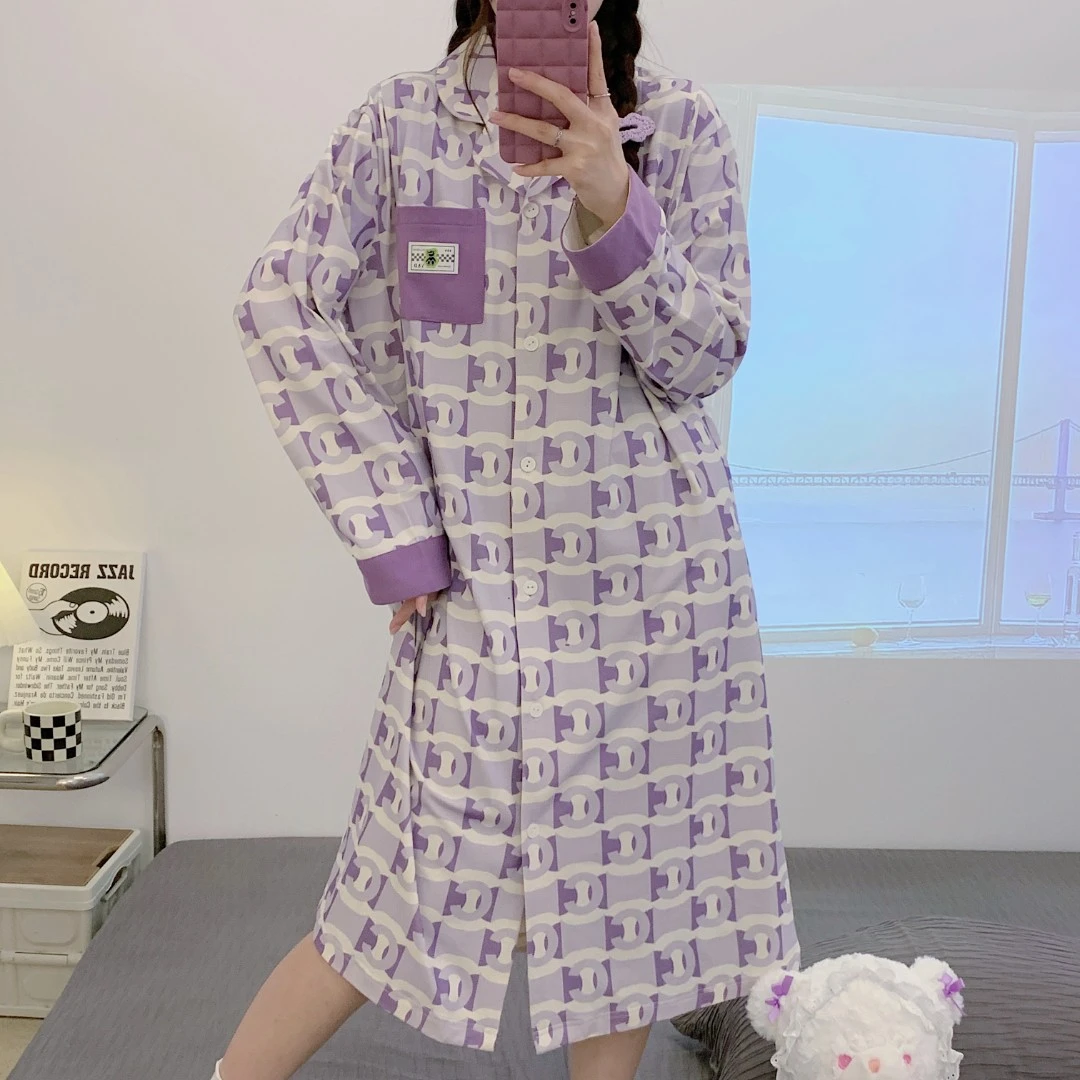 孕妇睡衣女夏季款纯棉哺乳产房睡裙夏季生产月子服长袖待产可外穿