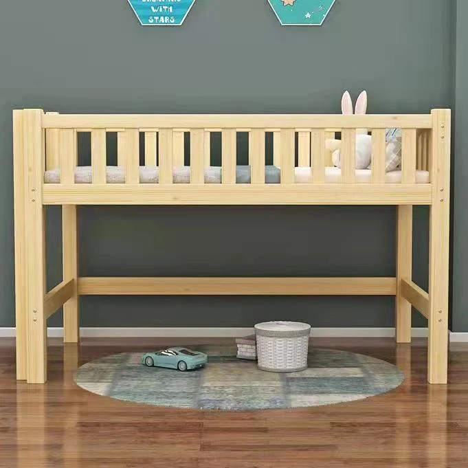 实木半高床男孩女孩儿童床上床下空高架床单上层小户型带护栏家用