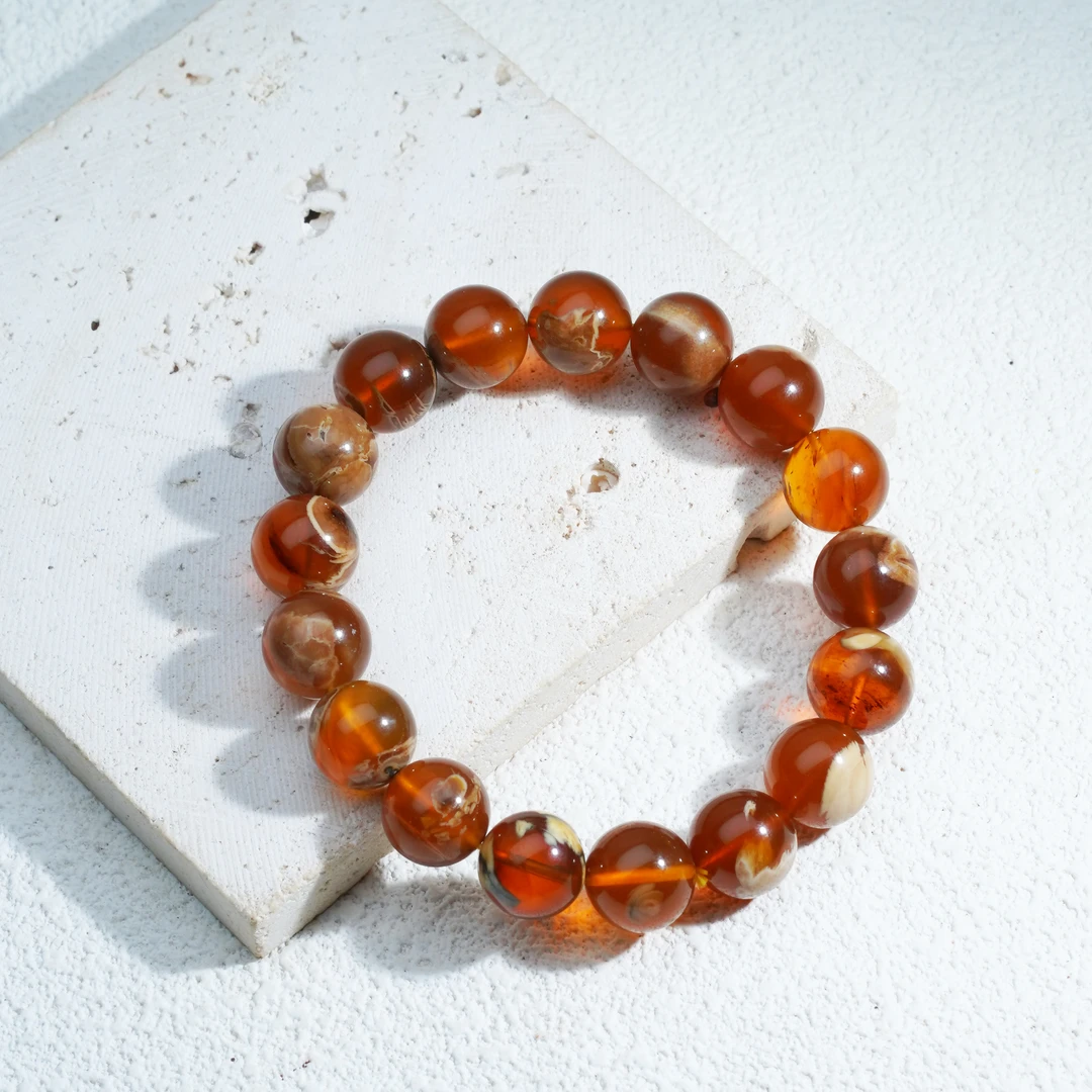 12mm金底根珀溶洞单圈手串SDTP4273（多样性发其一）