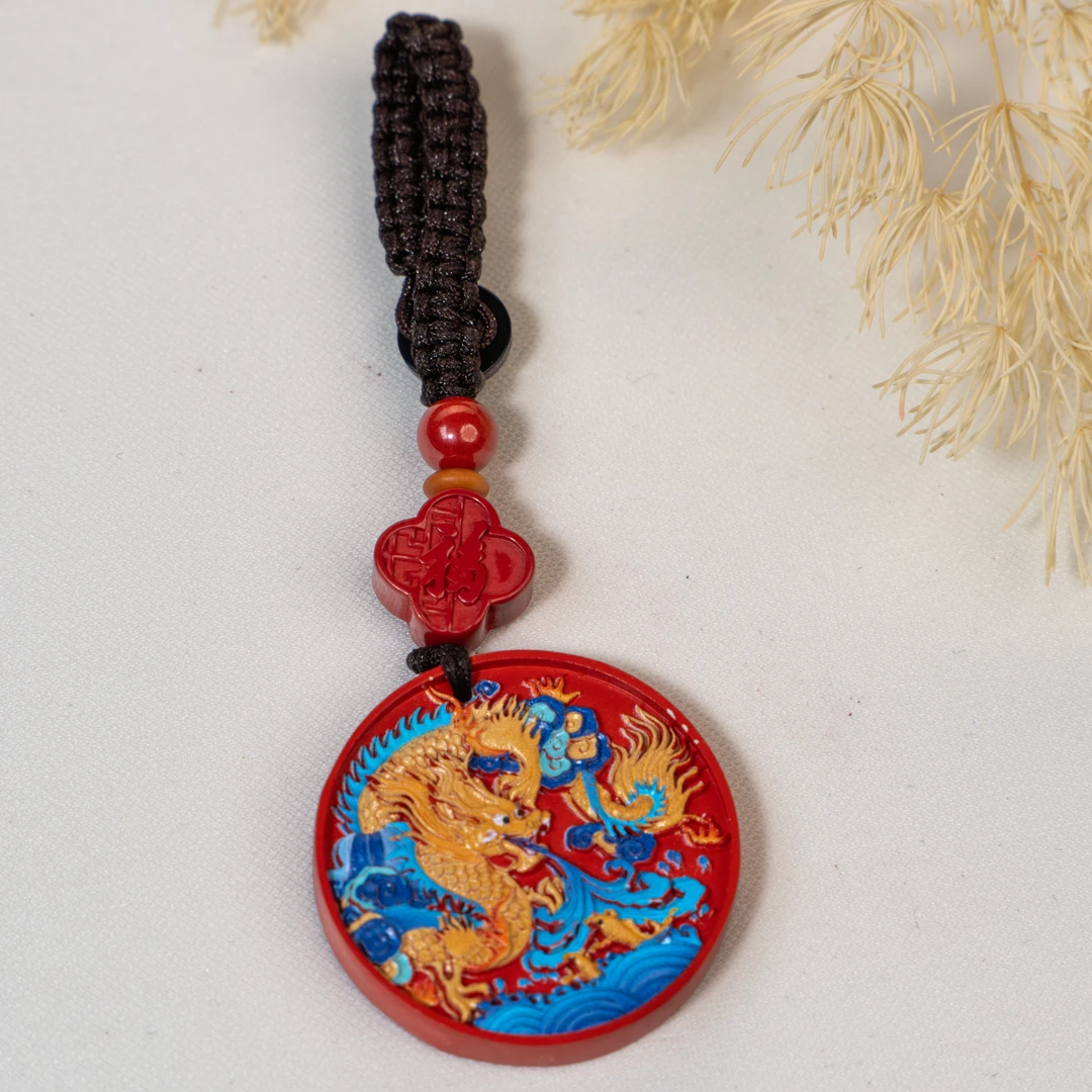 天然辰砂守道掌门人朱砂帝王砂龙牌手机挂件SDTP3614