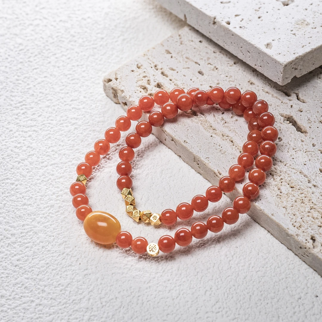 6mm川料南红双圈手串SDTPZHUQUE（多样性发其一）