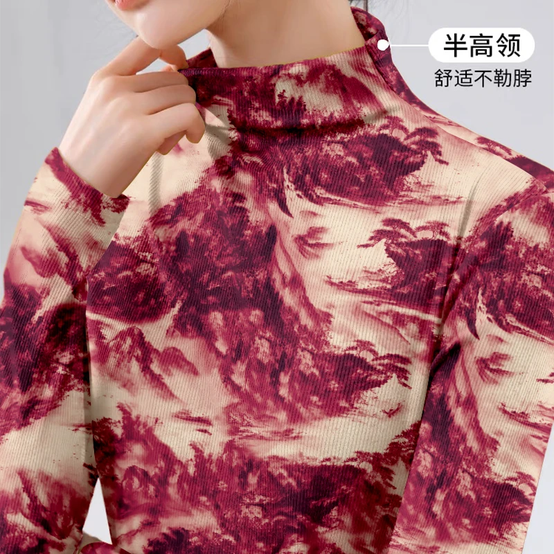2024秋冬新款大码打底衫女德绒半高领胖mm修身显瘦遮肚长袖上衣潮