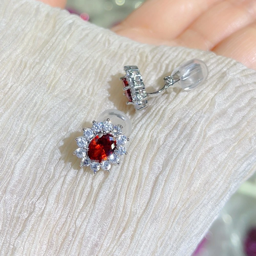 铜合金合成锆石耳饰 QX-9123 耳夹气质轻奢时尚百搭