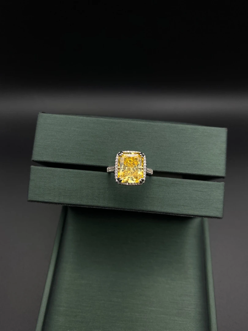 铜合金合成锆石戒指 XS-5172 黄方糖戒指活口可调节