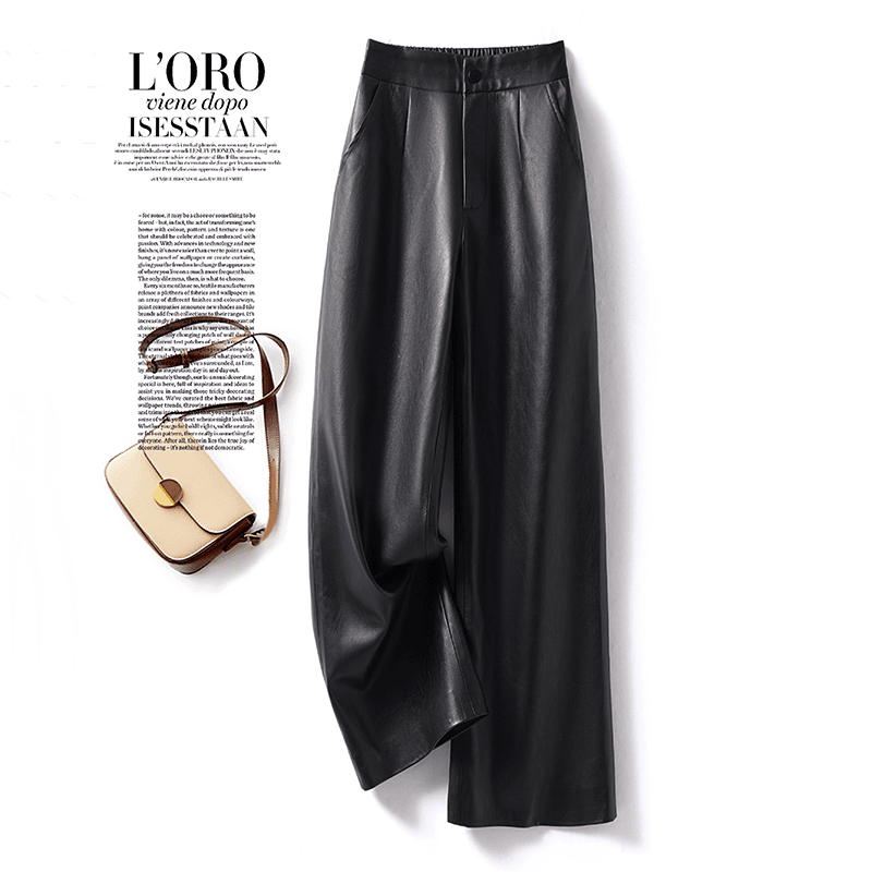 【海宁正品阔腿裤长裤女】秋季九分裤高腰显瘦松紧外穿2023新款