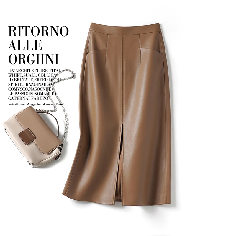 【反季青仓】2025海宁正品皮裙女A字半身裙伞裙气质中长裙百搭显瘦