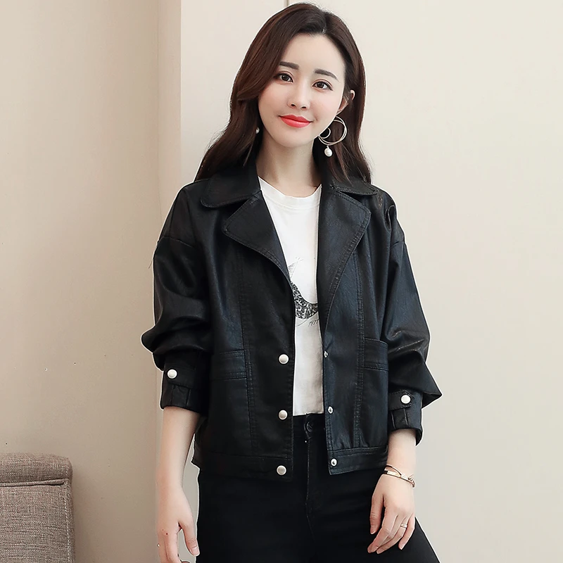 2春季新款皮衣女短款宽松修身皮夹克外套2025年新款