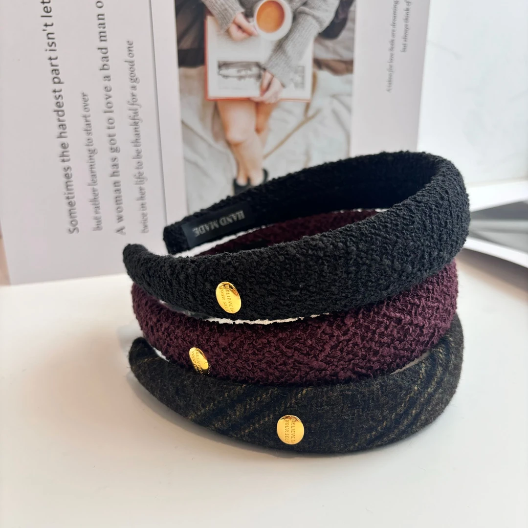 向日葵小姐1028 小香风显贵精致格纹发箍女发饰头箍发卡