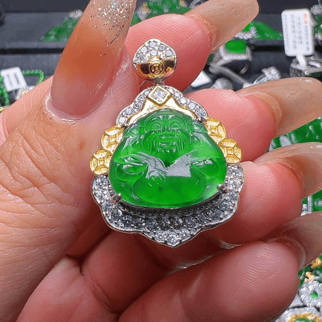 【闪购商品】翡翠吊坠(赠链)银S925镶嵌