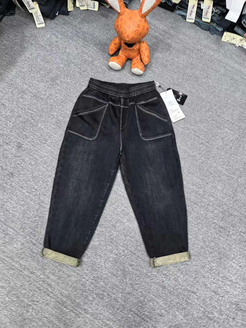 6077 弹力 加厚 松紧萝卜裤