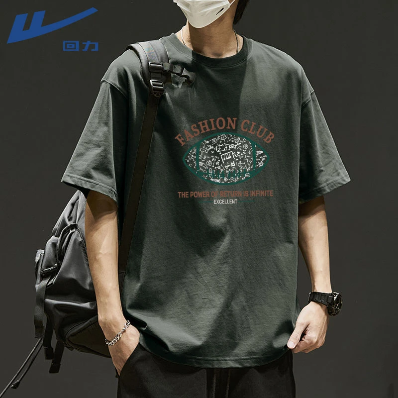 Warrior/回力日系潮流短袖t恤男夏季宽松大码体恤纯棉圆领上衣服