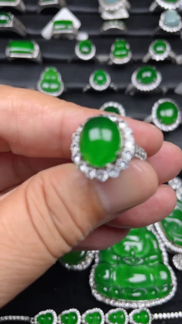 【闪购商品】翡翠戒指银S925镶嵌翡翠
