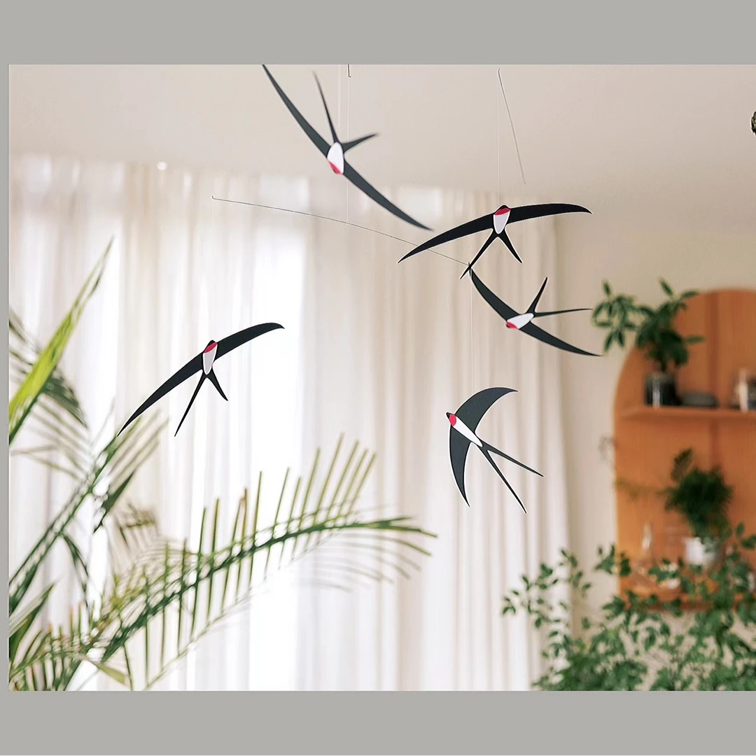 ins风空中吊饰悬挂北欧丹麦平衡燕子手工diy材料包挂饰墙面优质品