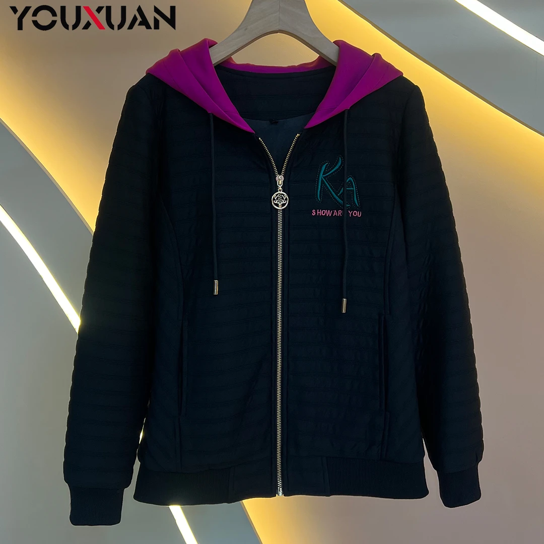 2024女士秋冬黑色时尚休闲百搭运动潮流外套38076