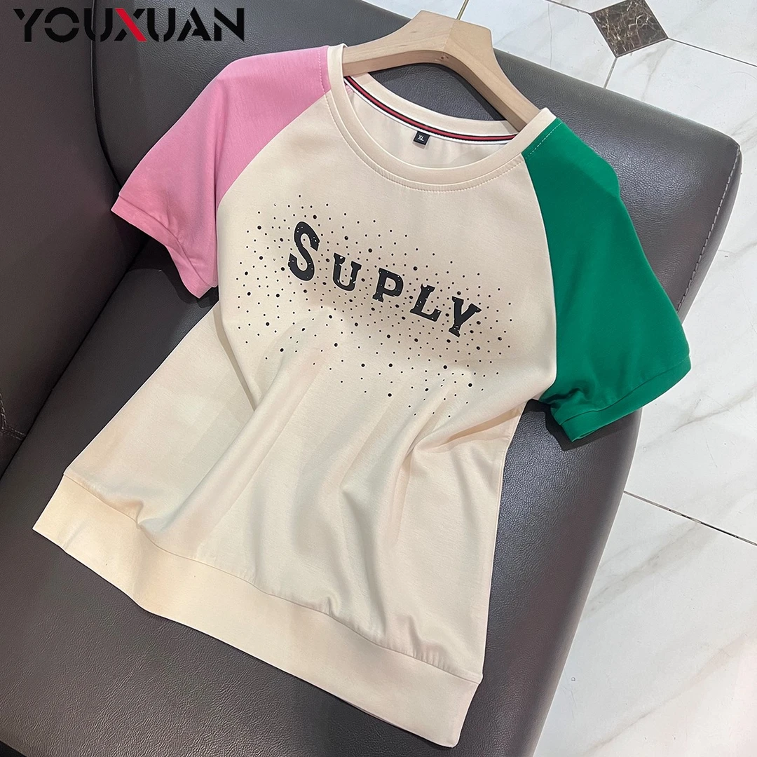 【盛夏初至】夏季新品女士短袖圆领休闲T恤上衣女装时尚小衫7859