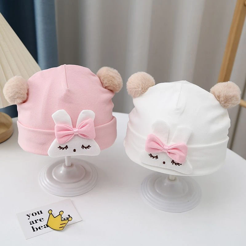 新生婴儿胎帽可爱纯棉无骨宝宝囟门帽子春秋冬新款可爱兔子胎帽