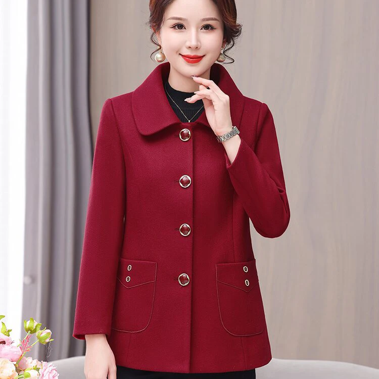 新款毛呢外套中长款修身显瘦