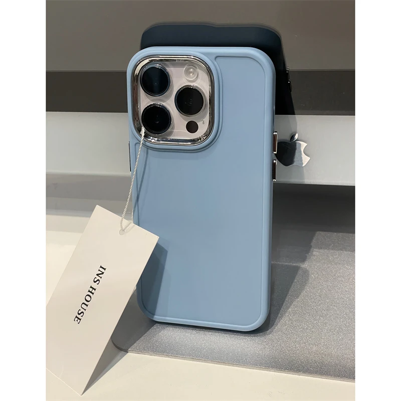 适用系列iPhone14高级简约13/XR纯色12p电镀镜头11防摔手机壳高档
