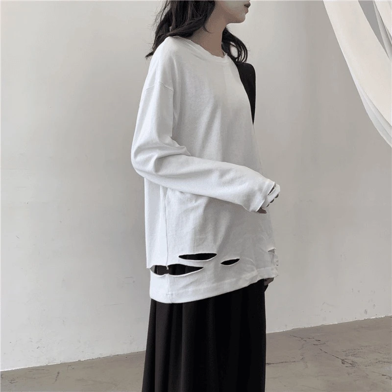 长袖T女薄款宽松