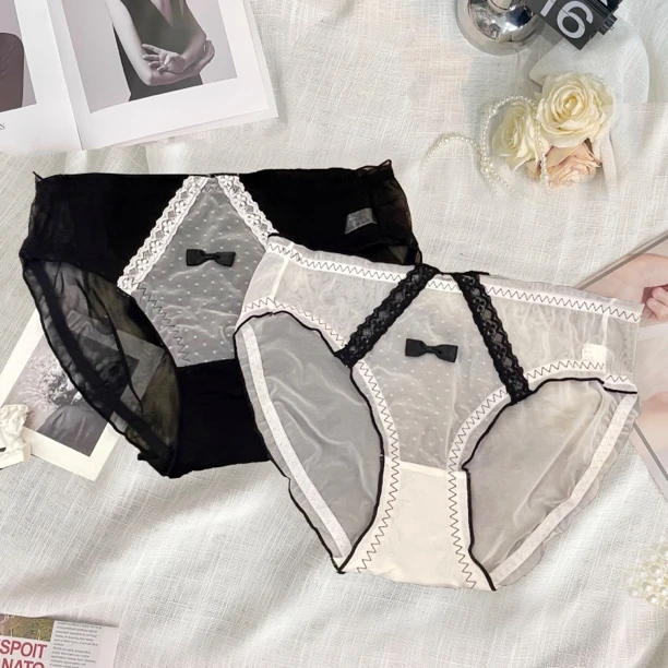 少女心事【120-220斤】加大码蕾丝纯欲蝴蝶结拼撞内裤
