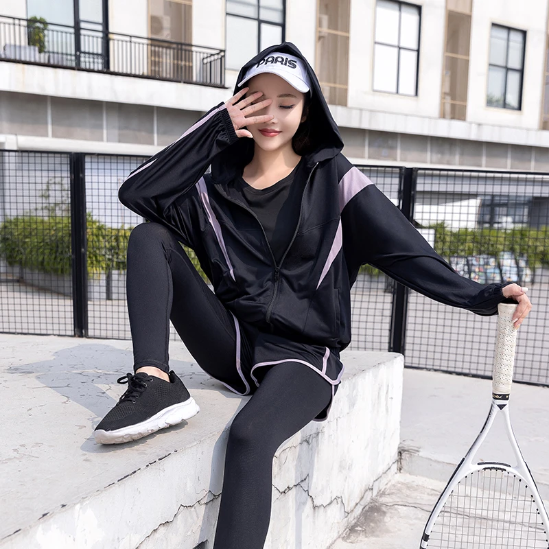 【法兰黛】户外瑜伽运动休闲跑步透气健身跑步两件套装假两件2388