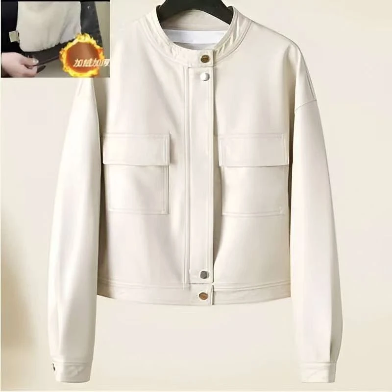 2024秋冬短款女装皮衣外套韩版皮夹克外套