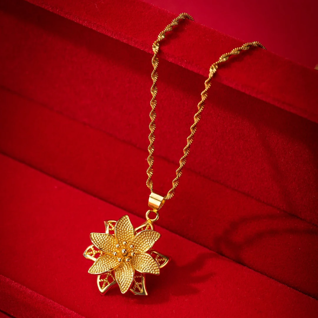 钨金项链 G【苗.金专柜正品】磁.百.草.金色女士传统项链