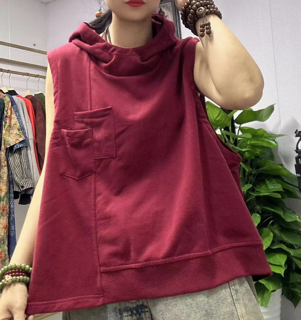 连帽大版宽松马夹