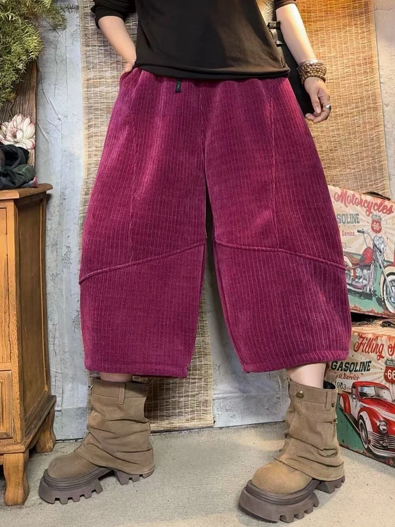 条绒百搭时尚加绒七分休闲裤147853