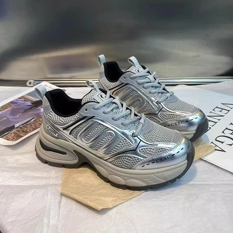 起司·厚底老爹鞋女2024新款真皮增高做旧松糕鞋潮流百搭休闲鞋