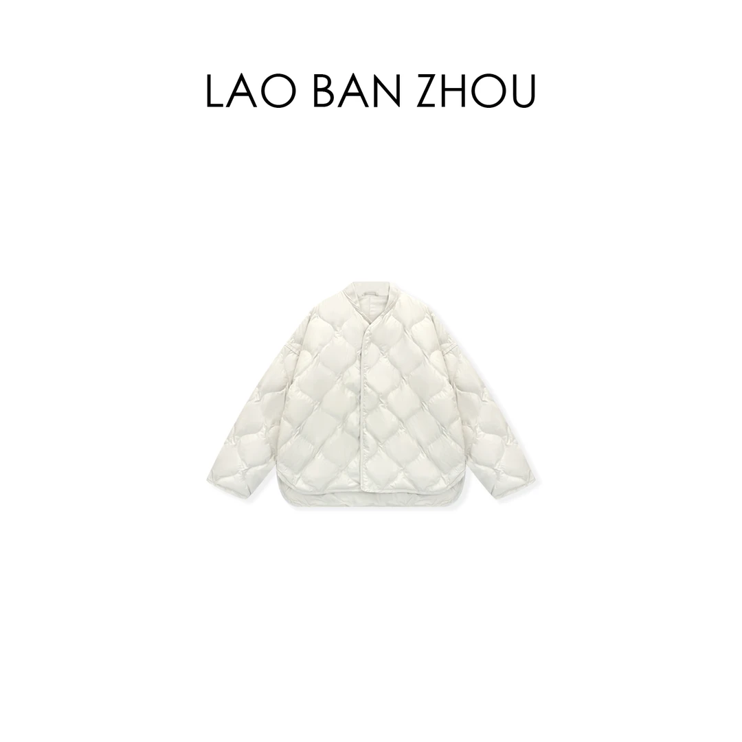 【老板周】小众风格 冬季棒球领设计宽松百搭绗缝羽绒外套