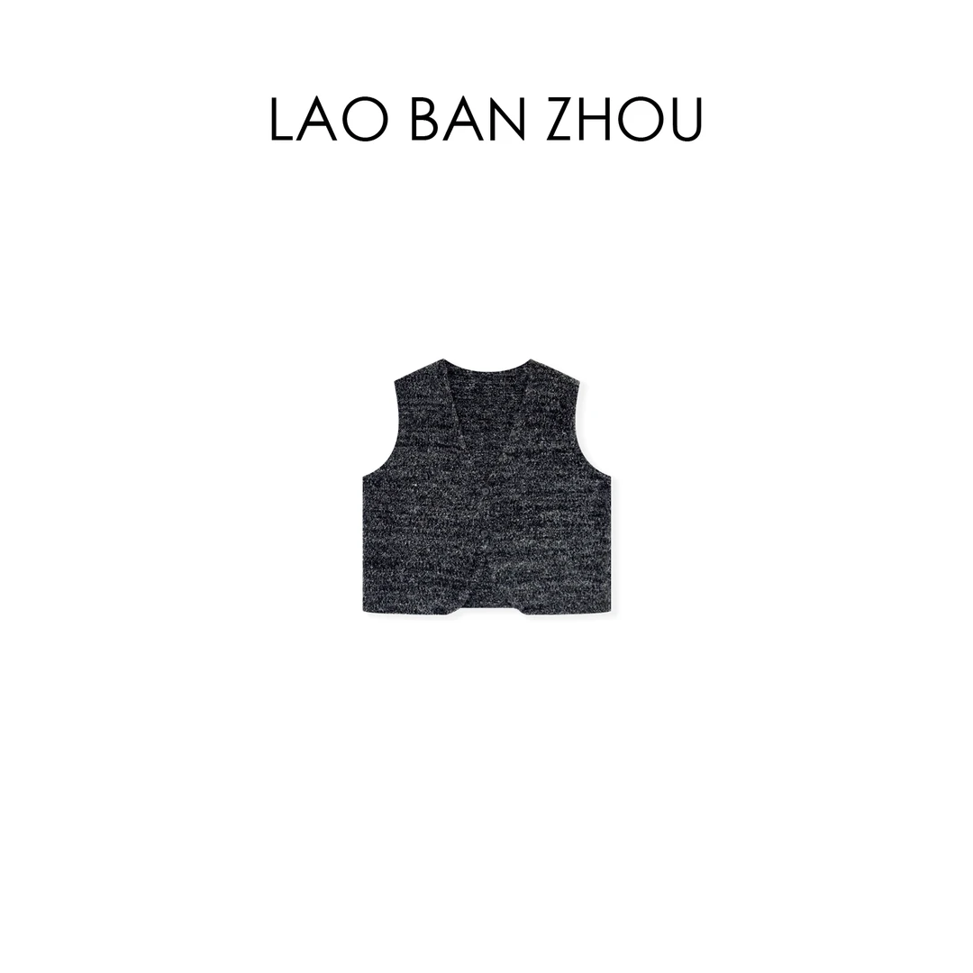 【老板周】复古经典 秋冬V领纽扣针织叠穿背心马甲