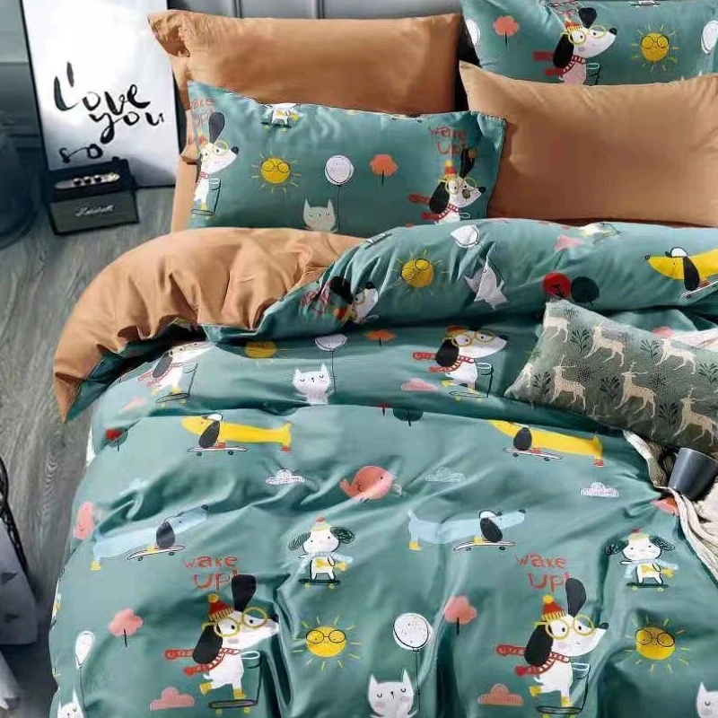 【千榕家】60支长绒棉卡通印花四件套儿童床品套件柔软学生双面