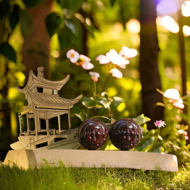 紫檀木雕木财弥手球保健球正宗实木精致雕刻木雕文玩工艺品送老人