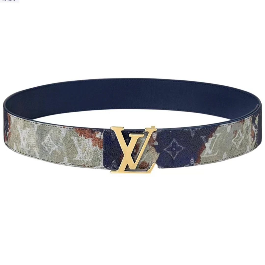 全新未使用 LouisVuitton/路易威登 时尚金扣多色印花腰带/J70405