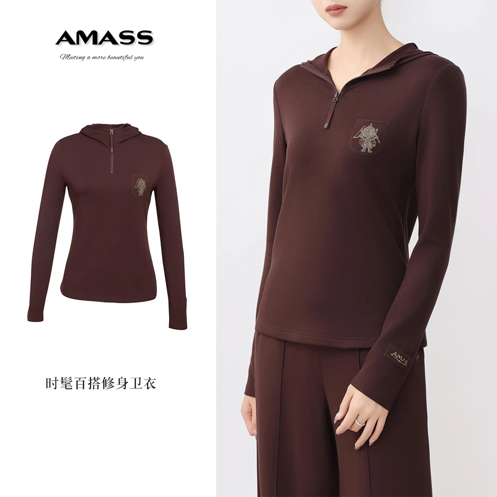 AMASS/阿玛施早秋新款学院丘比特休闲百搭长袖连帽卫衣女5300662