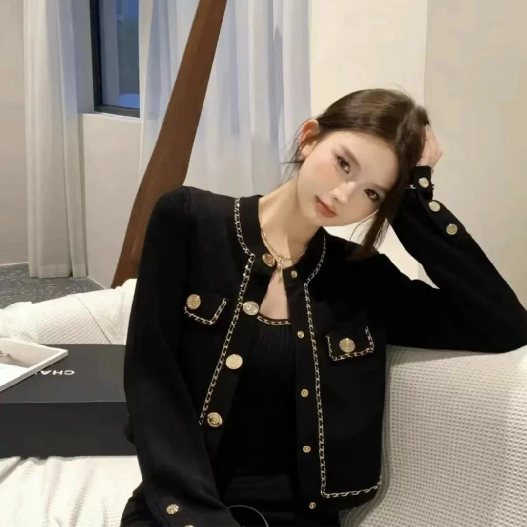 G 新款女装显瘦气质百搭高级感圆领千金长袖小香风外套1400677