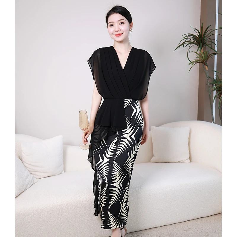 唐熹现货2025夏季新款女装【2061】气质高级感显瘦时尚a字连衣裙子