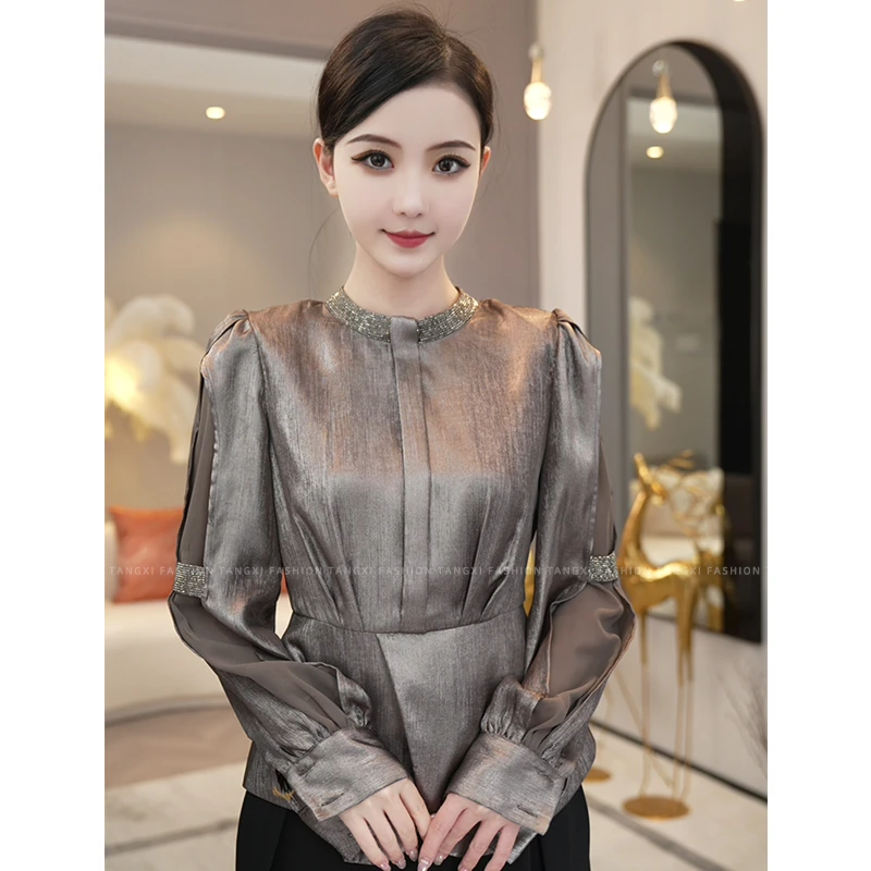 现货2025年春秋季新款【LT24-Q556】气质小众设计感时尚长袖上衣女