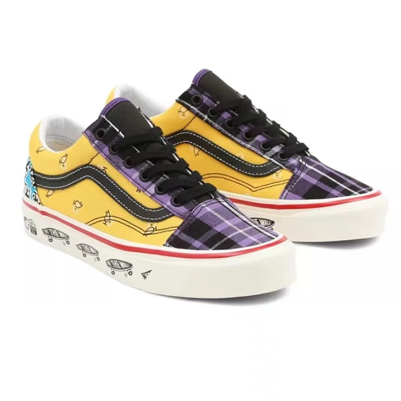 【山哥AL】Vans 休闲 防滑耐磨轻便 低帮板鞋 紫黄 VN0A54F391A