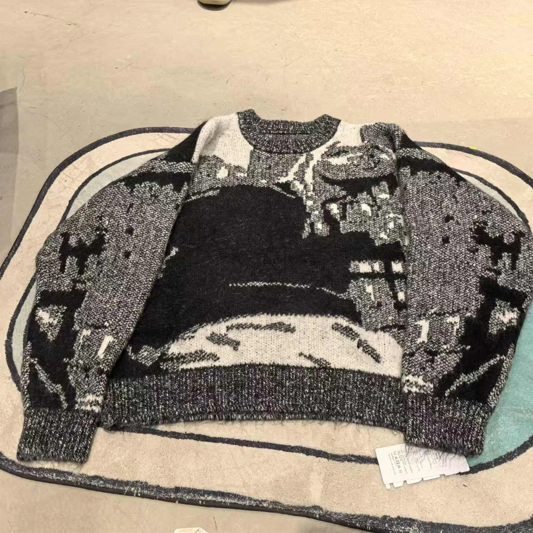 【山哥03】udpt 提花羊驼绒毛衣 黑米色 潮流服饰