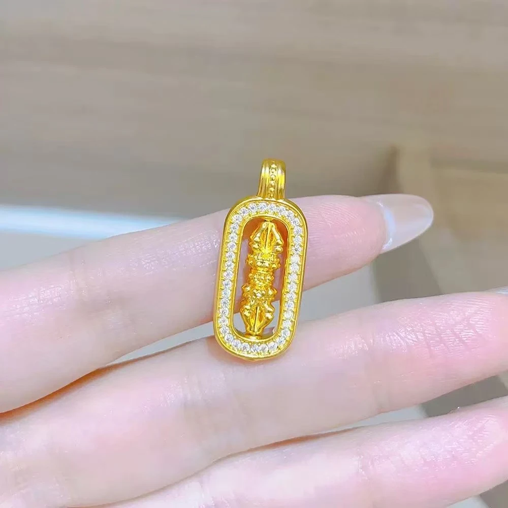 【大福专享】18K小款降魔杵吊坠  百搭经典款（赠合金链子）