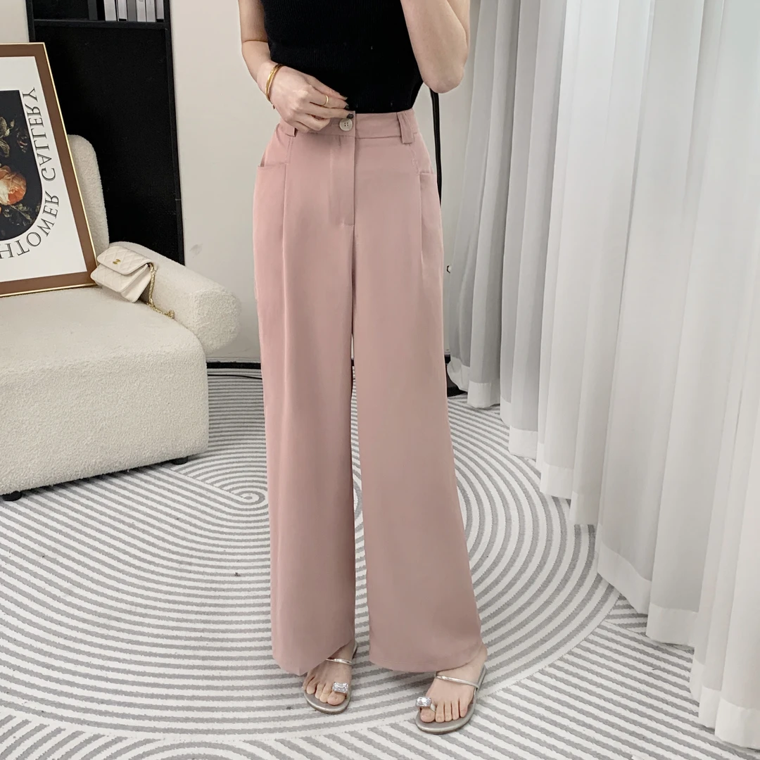 拉夏贝尔25现货清仓新款百搭气质时尚休闲窄版阔腿裤 1075 KQC